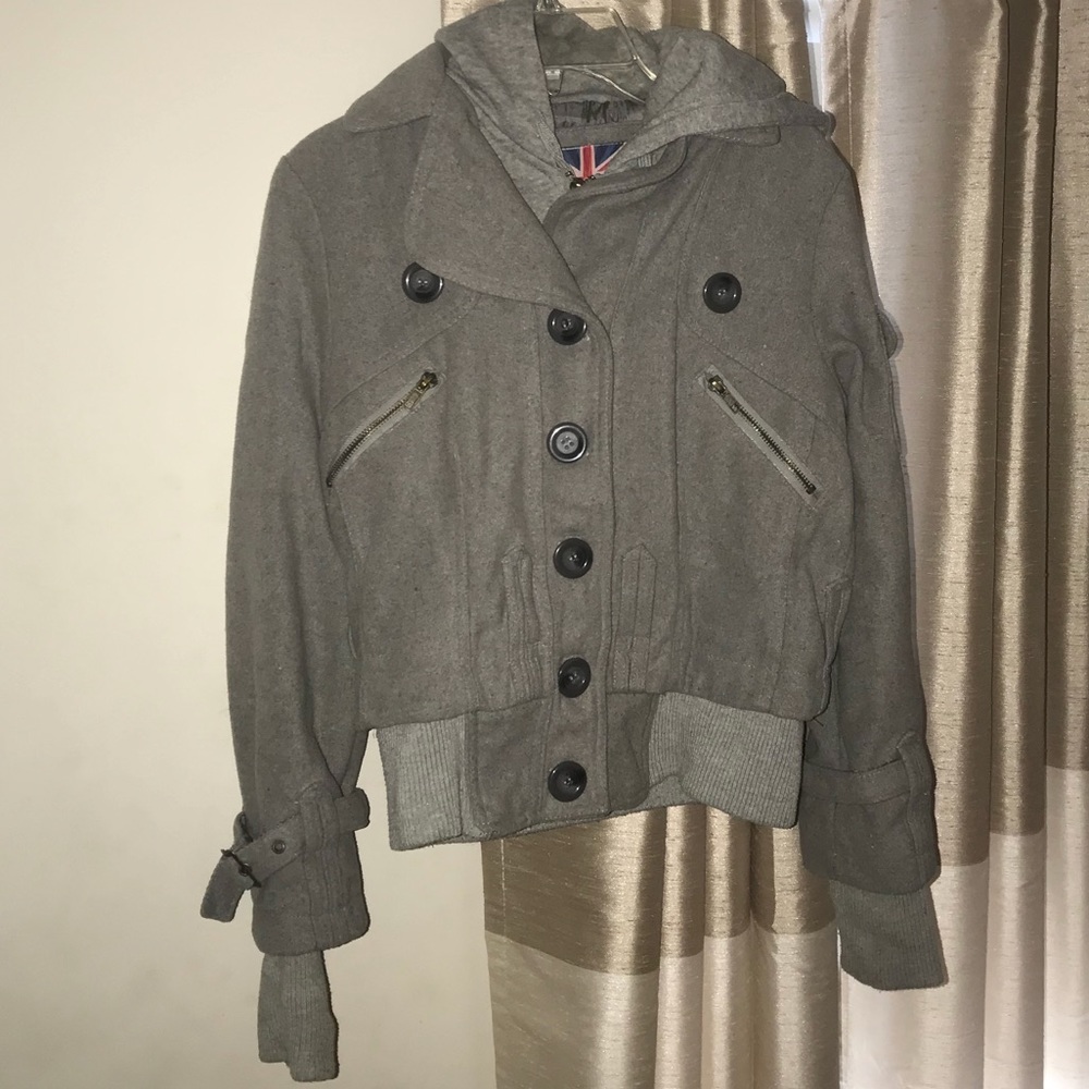 Grey Zip-Up and Button-Up Jacket